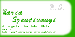 maria szentivanyi business card